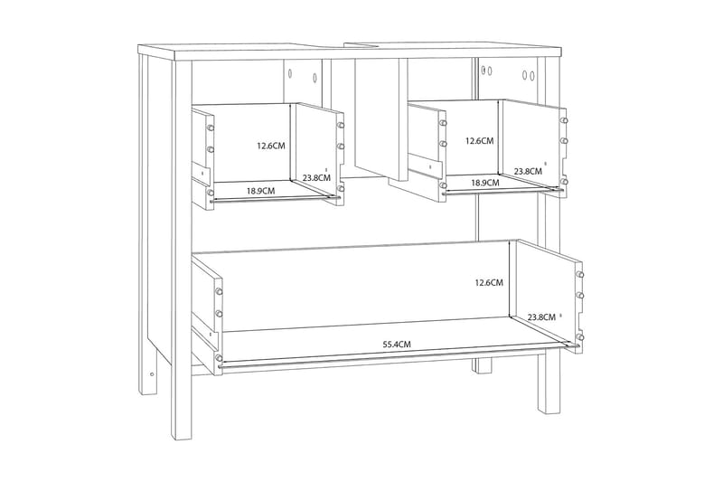 Tvättställsskåp Samkov 35x64 cm 2 Lådor - Vit - Förvaring - Badrumsförvaring - Tvättställsskåp & kommod