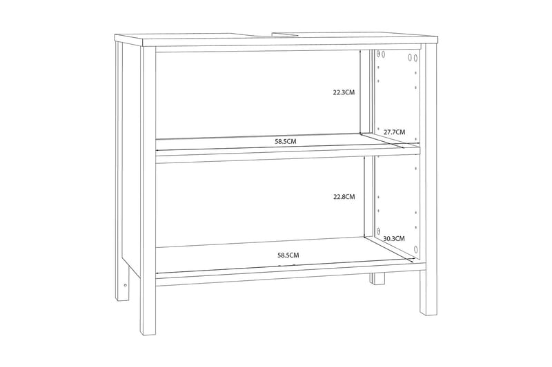 Tvättställsskåp Samkov 35x64 cm 2 Skåp - Vit - Förvaring - Badrumsförvaring - Tvättställsskåp & kommod