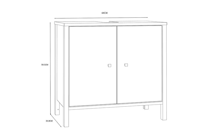 Tvättställsskåp Samkov 35x64 cm 2 Skåp - Vit - Förvaring - Badrumsförvaring - Tvättställsskåp & kommod