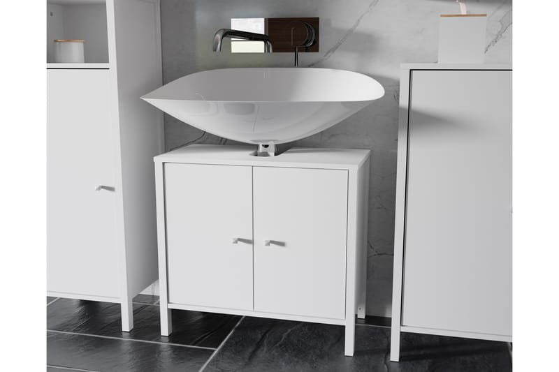 Tvättställsskåp Samkov 35x64 cm 2 Skåp - Vit - Förvaring - Badrumsförvaring - Tvättställsskåp & kommod