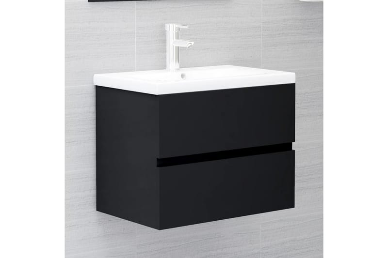 Tvättställsskåp svart 60x38,5x45 cm spånskiva - Tvättställsskåp & kommod