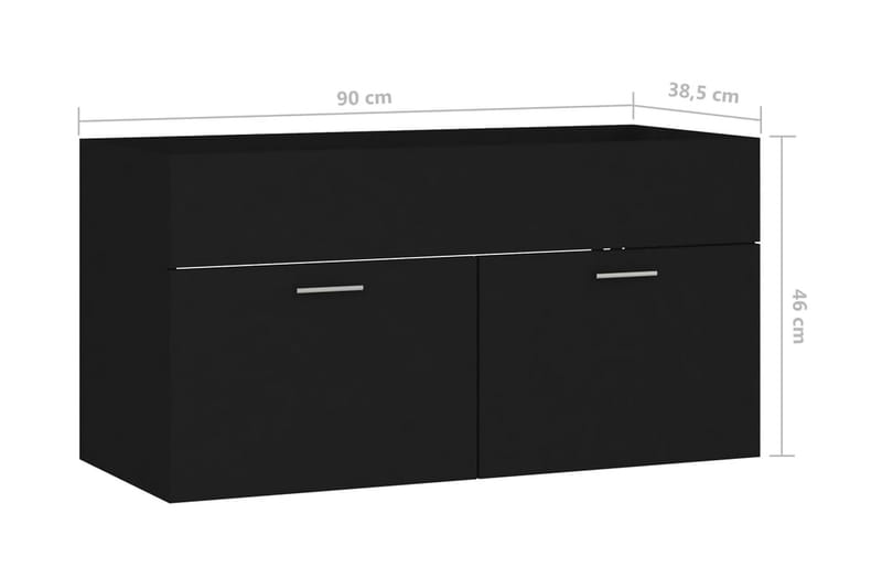 Tvättställsskåp svart 90x38,5x46 cm spånskiva - Svart - Tvättställsskåp & kommod