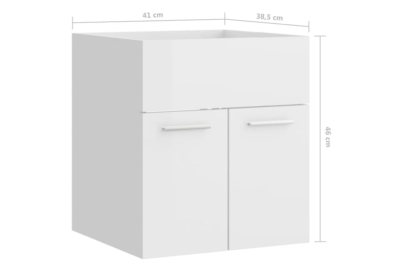 Tvättställsskåp vit högglans 41x38,5x46 cm spånskiva - Vit - Tvättställsskåp & kommod