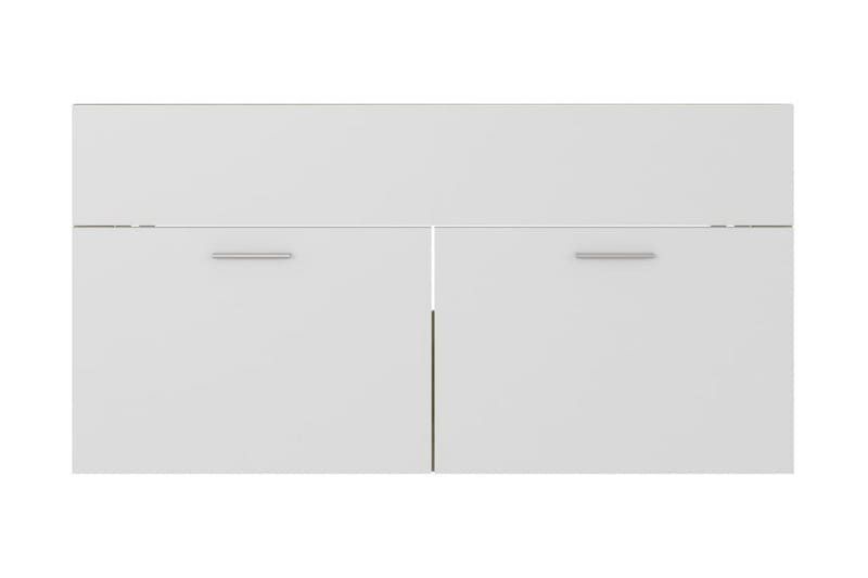 Tvättställsskåp vit och sonoma-ek 90x38,5x46 cm spånskiva - Vit - Tvättställsskåp & kommod