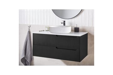 Tvättställsskåp Quintela Svart, Vit, 100x52x48 cm - Svart, Vit, 100x52x48 cm - Förvaring - Badrumsförvaring - Väggskåp & högskåp