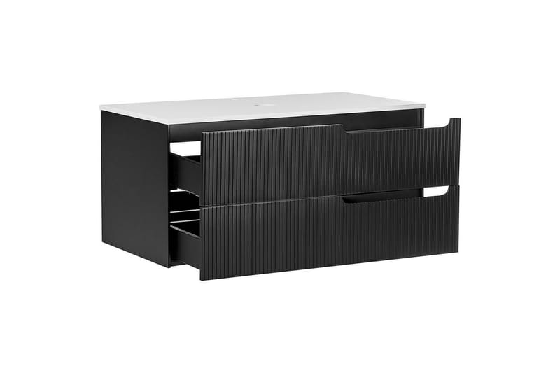 Tvättställsskåp Quintela Svart, Vit, 100x52x48 cm - Svart, Vit, 100x52x48 cm - Förvaring - Badrumsförvaring - Väggskåp & högskåp