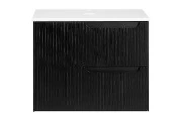 Tvättställsskåp Quintela Svart, Vit, 60x52x48 cm - Svart, Vit, 60x52x48 cm - Förvaring - Badrumsförvaring - Väggskåp & högskåp