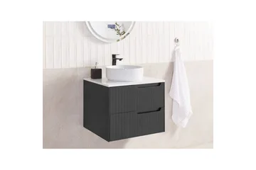 Tvättställsskåp Quintela Svart, Vit, 60x52x48 cm - Svart, Vit, 60x52x48 cm - Förvaring - Badrumsförvaring - Väggskåp & högskåp