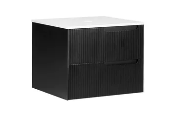 Tvättställsskåp Quintela Svart, Vit, 60x52x48 cm - Svart, Vit, 60x52x48 cm - Förvaring - Badrumsförvaring - Väggskåp & högskåp