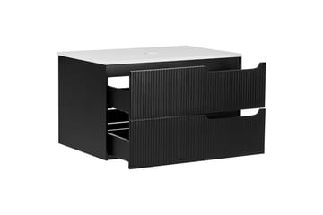 Tvättställsskåp Quintela Svart, Vit, 80x52x48 cm - Svart, Vit, 80x52x48 cm - Förvaring - Badrumsförvaring - Väggskåp & högskåp