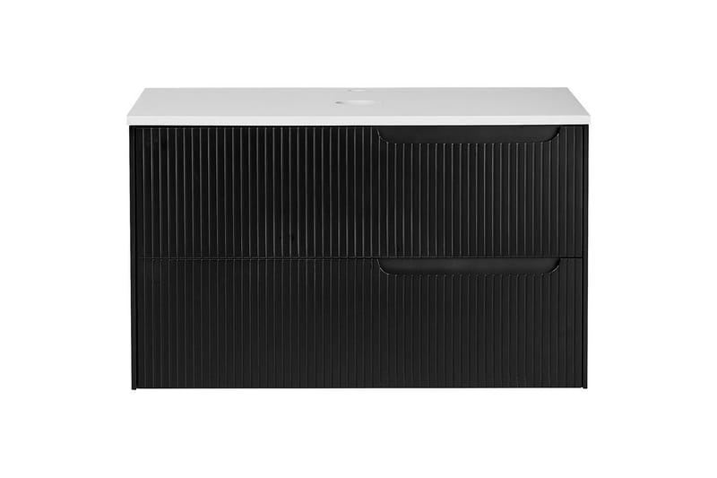 Tvättställsskåp Quintela Svart, Vit, 80x52x48 cm - Svart, Vit, 80x52x48 cm - Förvaring - Badrumsförvaring - Väggskåp & högskåp