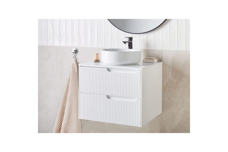 Tvättställsskåp Quintela Vit, 60x52x48 cm - Vit, 60x52x48 cm - Förvaring - Badrumsförvaring - Väggskåp & högskåp