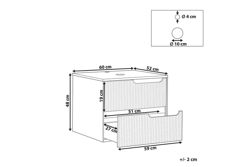 Tvättställsskåp Quintela Vit, 60x52x48 cm - Vit, 60x52x48 cm - Förvaring - Badrumsförvaring - Väggskåp & högskåp