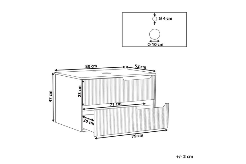 Tvättställsskåp Quintela Vit, 80x52x48 cm - Vit, 80x52x48 cm - Förvaring - Badrumsförvaring - Väggskåp & högskåp