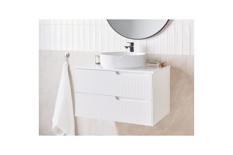 Tvättställsskåp Quintela Vit, 80x52x48 cm - Vit, 80x52x48 cm - Förvaring - Badrumsförvaring - Väggskåp & högskåp