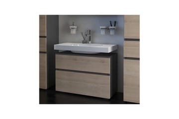 Tvättställsskåp Wisla 80x35x55 cm, Antracit/Ek - 80x35x55 cm, Antracit/Ek - Förvaring - Badrumsförvaring - Väggskåp & högskåp