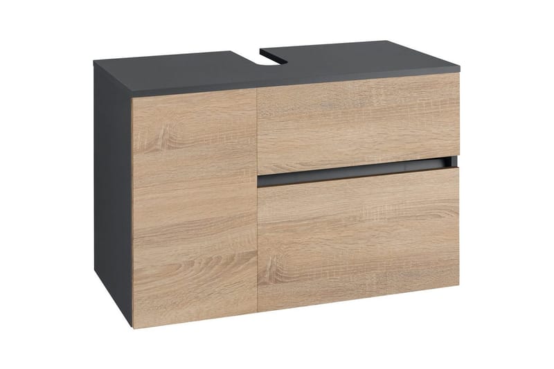 Tvättställsskåp Wisla 80x45x53 cm, Antracit/Ek - 80x45x53 cm, Antracit/Ek - Förvaring - Badrumsförvaring - Badrumsskåp