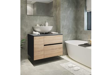 Tvättställsskåp Wisla 80x45x53 cm, Antracit/Ek - 80x45x53 cm, Antracit/Ek - Förvaring - Badrumsförvaring - Badrumsskåp