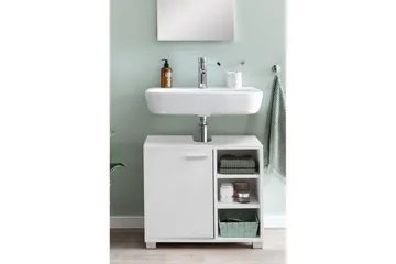 Tvättställsskåp Wohnling Folierad spånskiva 1 dörr 3 förvaringshyllor modern - Förvaring - Badrumsförvaring - Väggskåp & högskåp