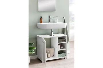 Tvättställsskåp Wohnling Folierad spånskiva 1 dörr 3 förvaringshyllor modern - Förvaring - Badrumsförvaring - Väggskåp & högskåp