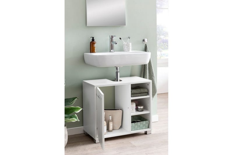 Tvättställsskåp Wohnling Folierad spånskiva 1 dörr 3 förvaringshyllor modern - Förvaring - Badrumsförvaring - Väggskåp & högskåp