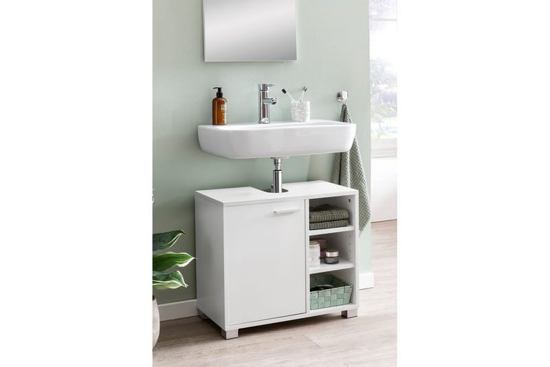 Tvättställsskåp Wohnling Folierad spånskiva 1 dörr 3 förvaringshyllor modern - Förvaring - Badrumsförvaring - Väggskåp & högskåp