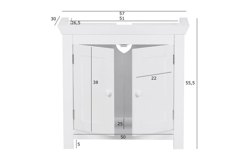 Tvättställsskåp Wohnling King Lackad MDF 2 Dörrar Modern - Förvaring - Badrumsförvaring - Väggskåp & högskåp