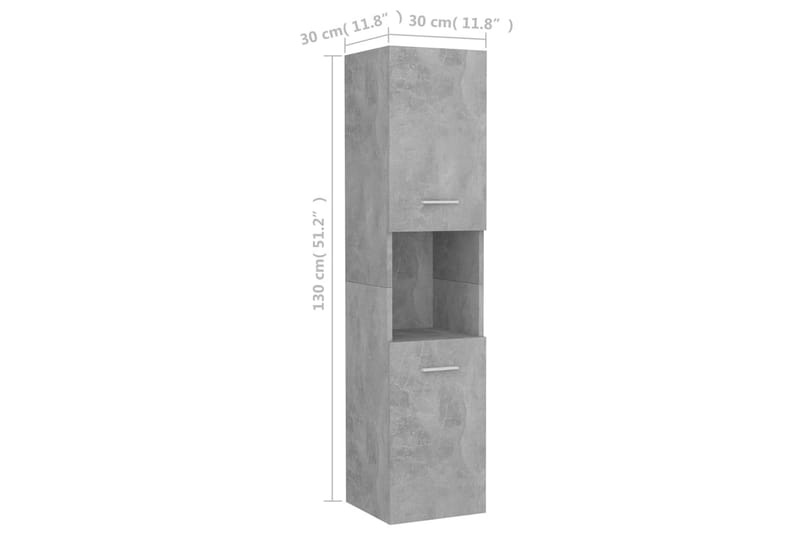 Badrumsskåp betonggrå 30x30x130 cm spånskiva - Grå - Väggskåp & högskåp - Badrumsskåp