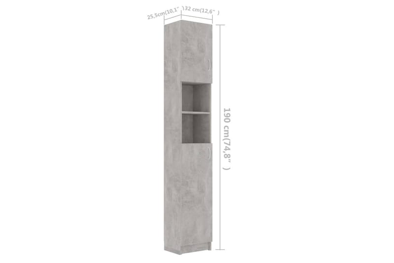 Badrumsskåp betonggrå 32x25,5x190 cm spånskiva - Grå - Väggskåp & högskåp - Badrumsskåp