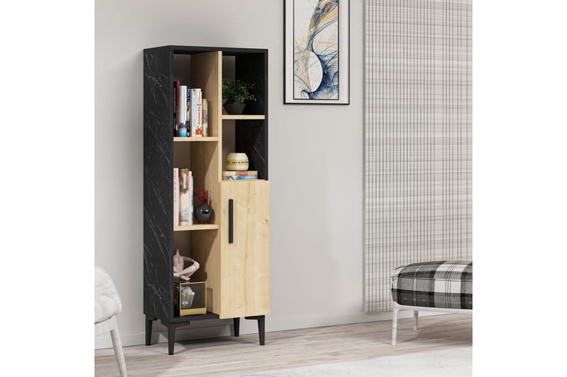 Badrumsskåp Rijsen 39x50 cm - Ljus Natur/Svart - Förvaring - Badrumsförvaring - Väggskåp & högskåp