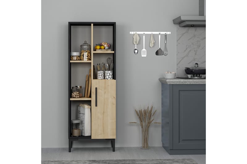 Badrumsskåp Rijsen 39x50 cm - Ljus Natur/Svart - Förvaring - Badrumsförvaring - Väggskåp & högskåp
