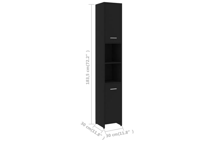 Badrumsskåp svart 30x30x183,5 cm spånskiva - Svart - Väggskåp & högskåp - Badrumsskåp