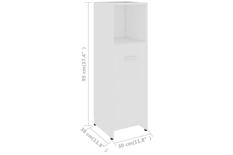 Badrumsskåp vit 30x30x95 cm spånskiva - Vit - Väggskåp & högskåp - Badrumsskåp
