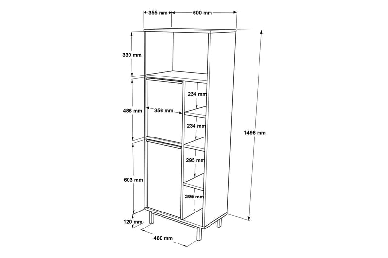 Högskåp Badrum Liyakat 161,6 cm - Vit - Väggskåp & högskåp - Badrumsskåp