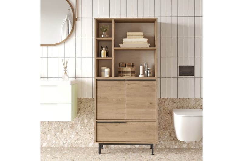Liyakat Högskåp Badrum 161,6 cm - Valnöt - Förvaring - Badrumsförvaring - Väggskåp & högskåp