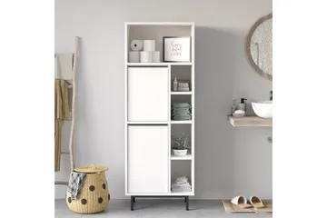 Liyakat Högskåp Badrum 161,6 cm - Vit - Förvaring - Badrumsförvaring - Väggskåp & högskåp