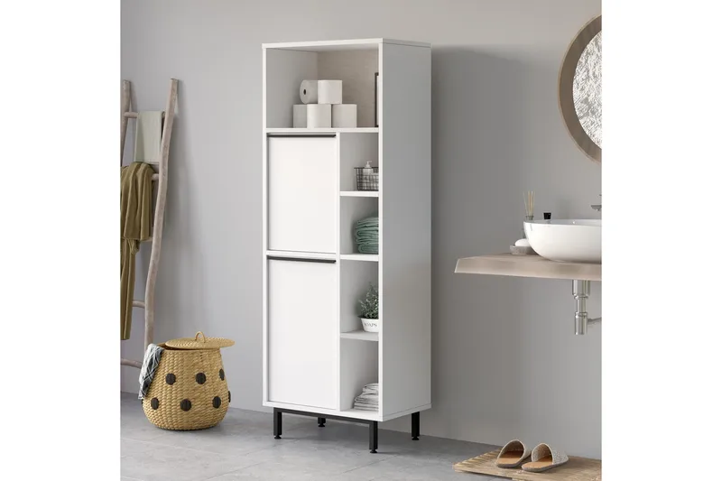 Liyakat Högskåp Badrum 161,6 cm - Vit - Förvaring - Badrumsförvaring - Väggskåp & högskåp