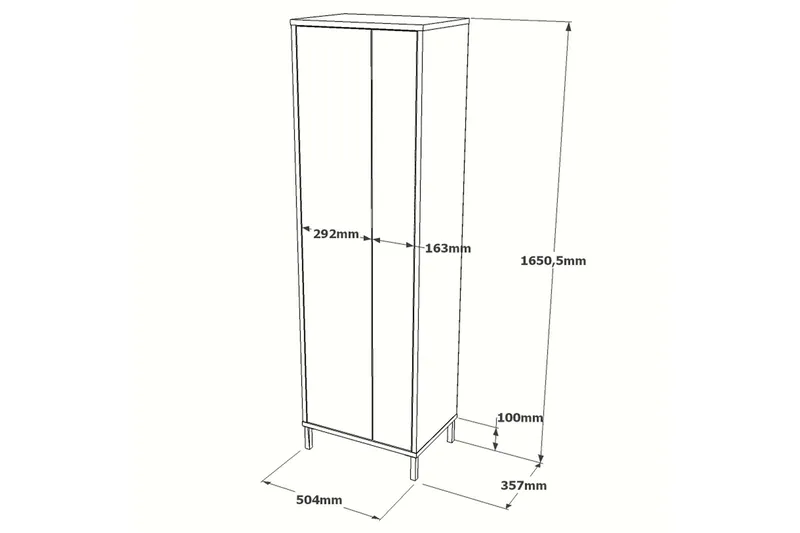 Rinorea Förvaringsskåp 50,4x165 cm - Vit - Förvaring - Badrumsförvaring - Väggskåp & högskåp