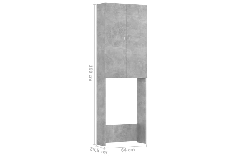 Tvättmaskinsskåp betonggrå 64x25,5x190 cm - Grå - Väggskåp & högskåp - Badrumsskåp