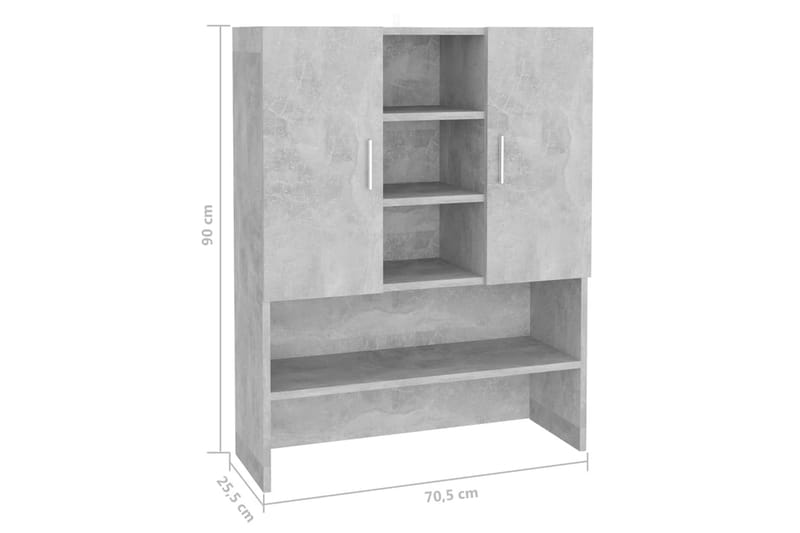 Tvättmaskinsskåp betonggrå 70,5x25,5x90 cm - Grå - Väggskåp & högskåp - Badrumsskåp
