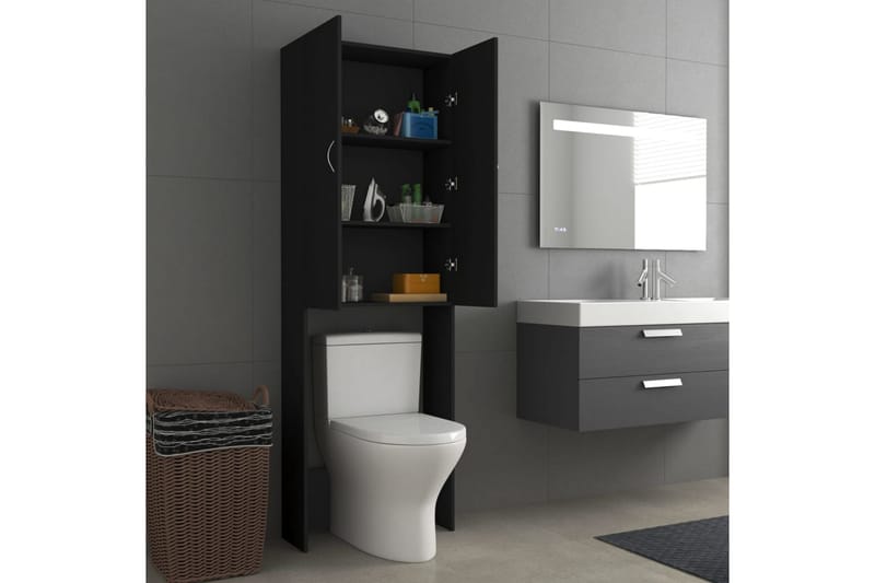 Tvättmaskinsskåp svart 64x25,5x190 cm - Väggskåp & högskåp - Badrumsskåp