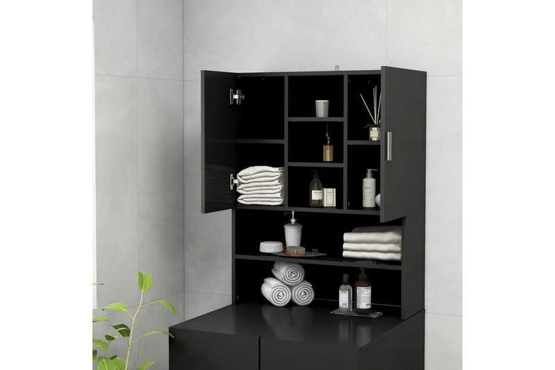 Tvättmaskinsskåp svart 70,5x25,5x90 cm - Väggskåp & högskåp - Badrumsskåp