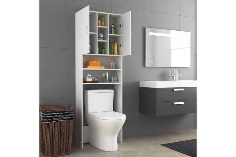 Tvättmaskinsskåp vit 64x25,5x190 cm - Väggskåp & högskåp - Badrumsskåp