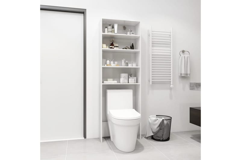Tvättmaskinsskåp vit högglans 64x24x190 cm - Väggskåp & högskåp - Badrumsskåp