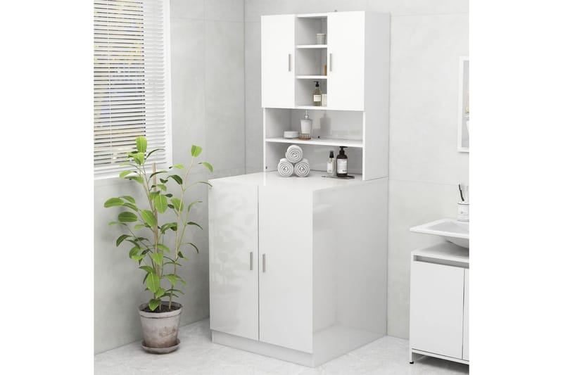 Tvättmaskinsskåp vit högglans 70,5x25,5x90 cm - Väggskåp & högskåp - Badrumsskåp