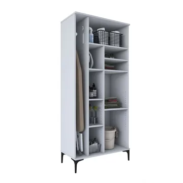 Vestor Badrumsskåp 90x198,6x45 cm - Vit - Förvaring - Badrumsförvaring - Väggskåp & högskåp