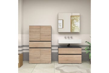 Wisla Högskåp till Badrum 130x76x35 cm - Grå - Förvaring - Badrumsförvaring - Väggskåp & högskåp