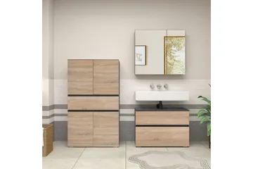 Wisla Högskåp till Badrum 130x76x35 cm - Grå - Förvaring - Badrumsförvaring - Väggskåp & högskåp