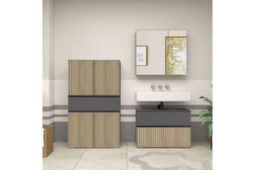 Wisla Högskåp till Badrum 130x76x35 cm - Grå - Förvaring - Badrumsförvaring - Väggskåp & högskåp