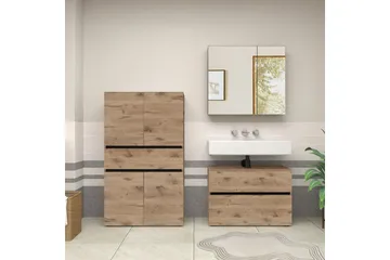 Wisla Högskåp till Badrum 130x76x35 cm - Natur - Förvaring - Badrumsförvaring - Väggskåp & högskåp